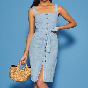 Reformation Denim Farrah Dress in Palawan Blue
